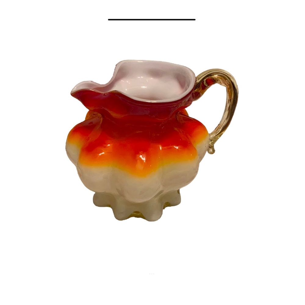 Vintage Kanawha Amberina Glass Pitcher Cadmium Selenium Cased Creamer Glows - Picture 5 of 14